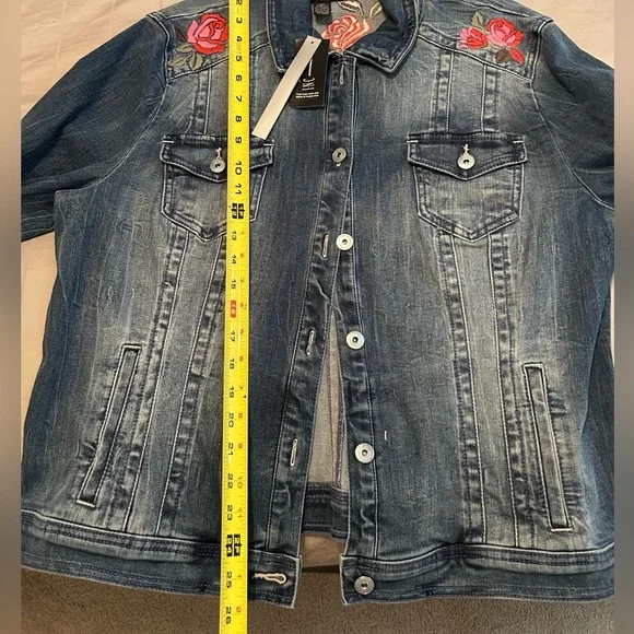 NWT INC (International Concept) Denim Floral Embroidered Jacket - Picture 6 of 10
